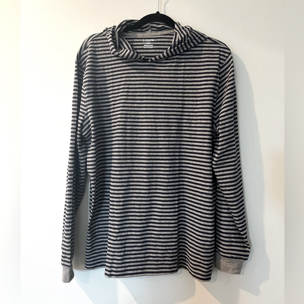 J Crew Striped Long Sleeve Jersey Hoodie